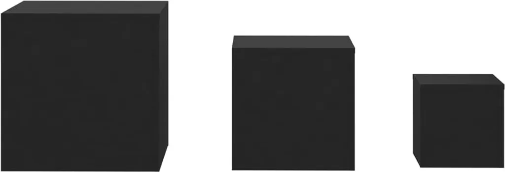 vidaXL Tables d'appoint 3 pcs en bois composite noir moderne chic