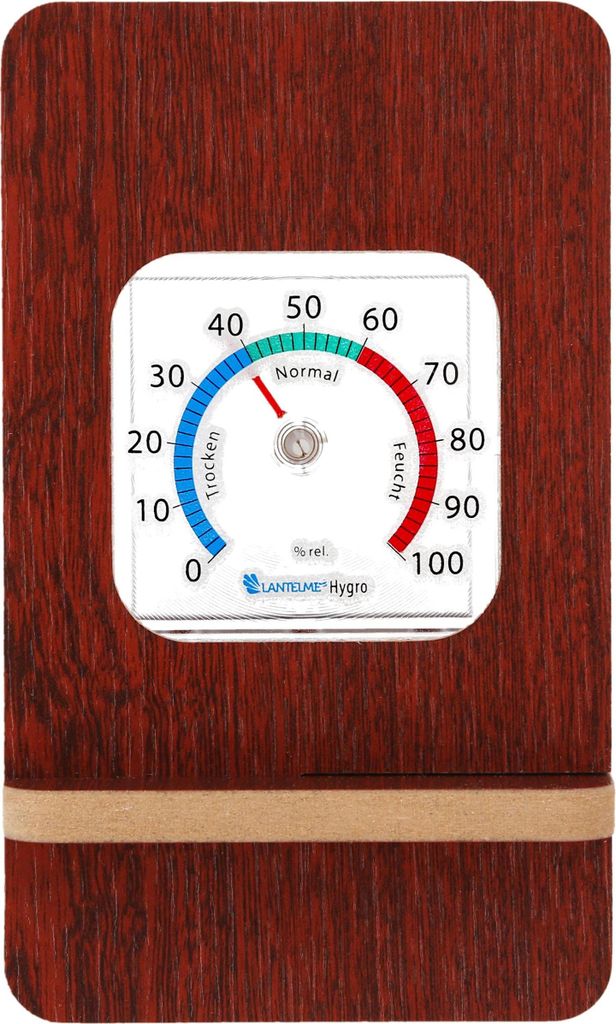Hygrometer in Holzrahmen Dunkelbraun Analog zum hinstellen Innen Zimmer Luftfeuchtemesser Kunststoff Holzständer Luftfeuchte 0 bis 100% rel. Raumk...