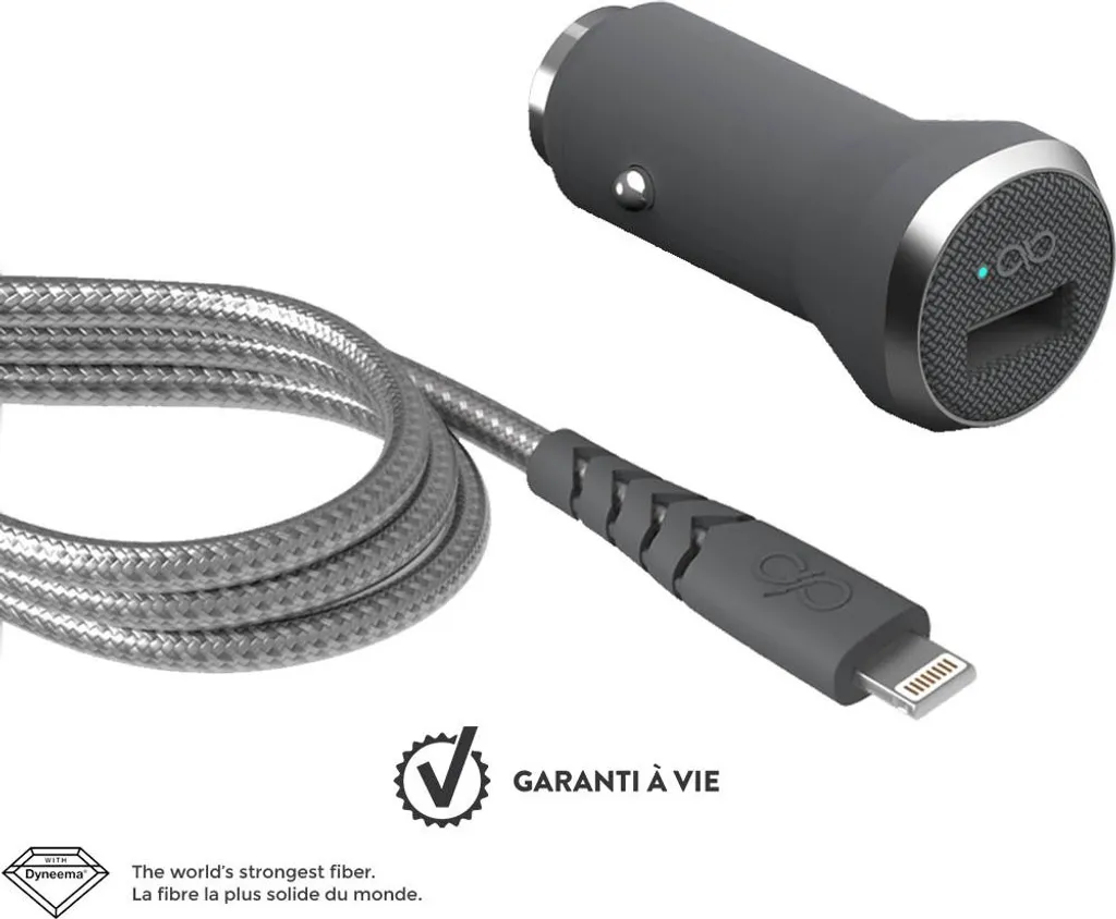 Pack Chargeur Secteur et Câble Lightning 1.2m pour iPhone et iPad - Gris