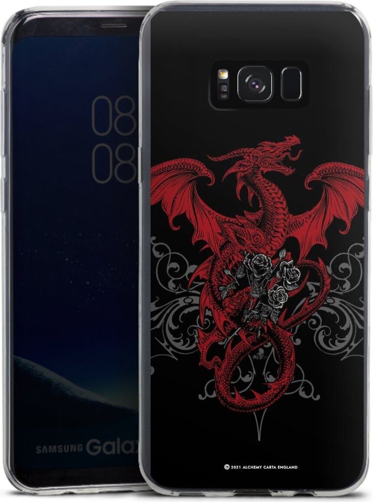 DeinDesign Slim Hülle für Samsung Galaxy S8 Plus Silikon Case Ultra Dünn Handyhülle Drache Gothic Rot