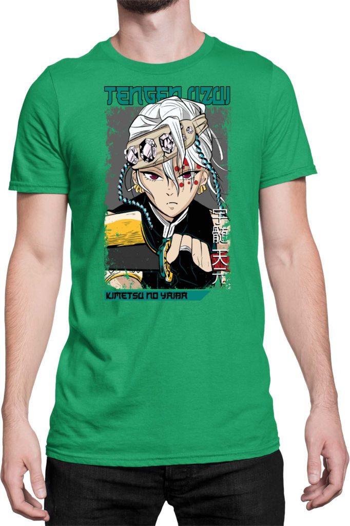 Herren T-Shirt Demon Anime Slayer Kimetsu No Yaiba Uzui Tengen 001, Man 3XL / Grün