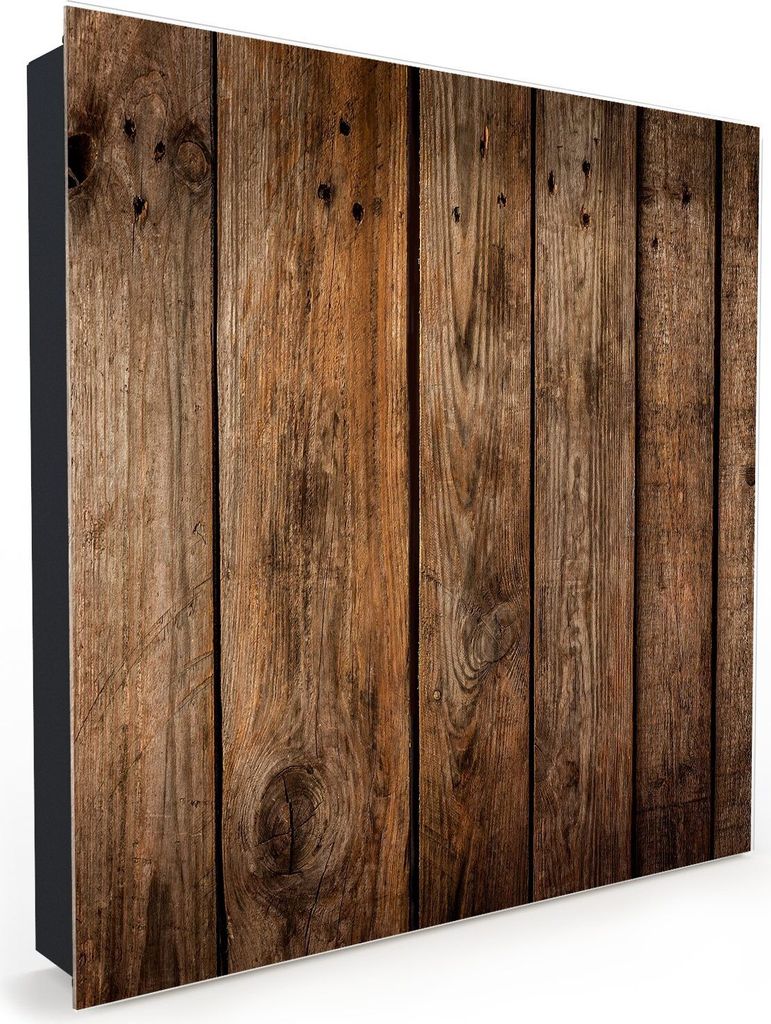 Nachbildung-Schlüsselkasten, Magnetpinnwand und Memoboard mit Glasfront Motiv Vintage Holzbretter