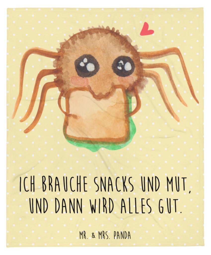 Mr. & Mrs. Panda Bettdecke Spinne Agathe Sandwich - Gelb Pastell - Geschenk, Lebensfreude, Mut, Schlafdecke, Alles Wird gut, Kuscheldecke, Glück, ...