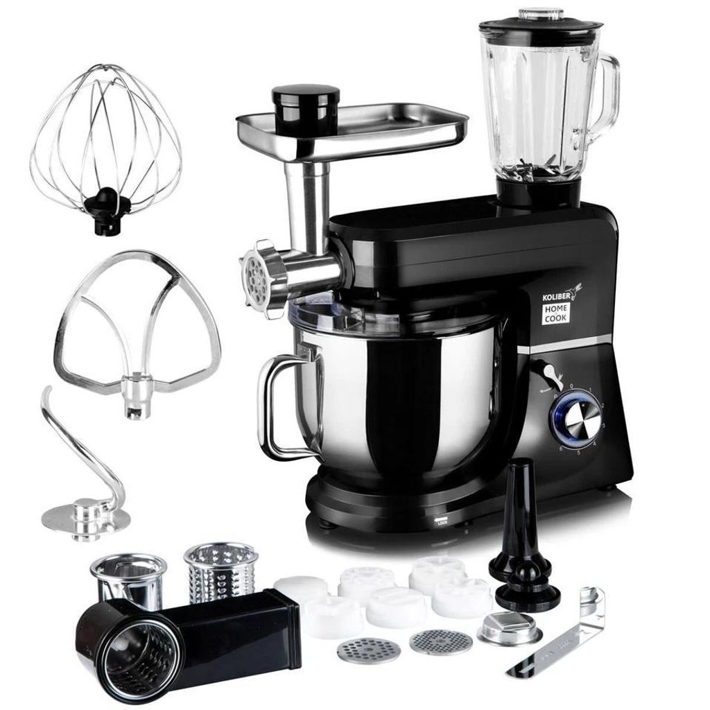Koliber ROBOMAX X-3500-W Multifunktionale Küchenmaschine 8L 3500W mit Fleischwolf Mixer Gemüsereibe und Knetmaschine Schwarz