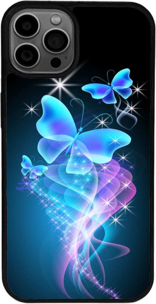 TPU Silikon Hülle für iPhone 16 Pro Max Handy Cover Case Schutzhülle Handyhülle Bumper MOTIV 286 Schmetterling Sterne
