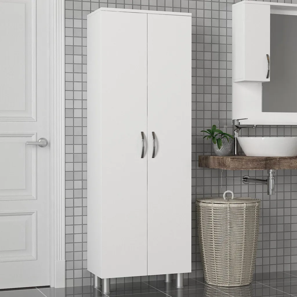 Rangement salle de bains colonne Arizona blanche 2 portes 59x173,6 cm