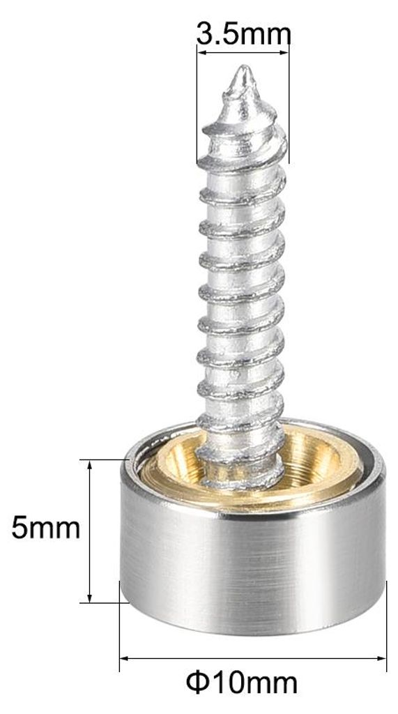 2Stk.Spiegelschrauben Zierkappen Abdeckn?gel Edelstahl poliert 10mm