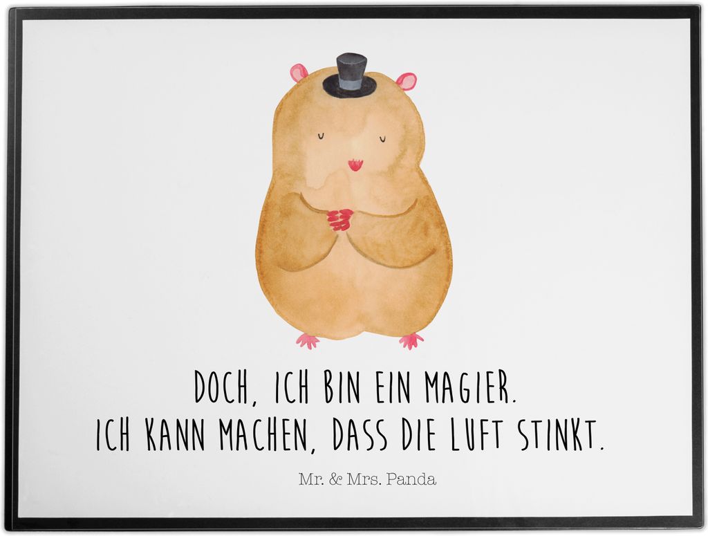 Mr. & Mrs. Panda schreibtischunterlage Hamster Hut - Weiß - Geschenk, schreibtischunterlagen, Zauberer, Schreibunterlage, Zwerghamster, Zylinder, ...