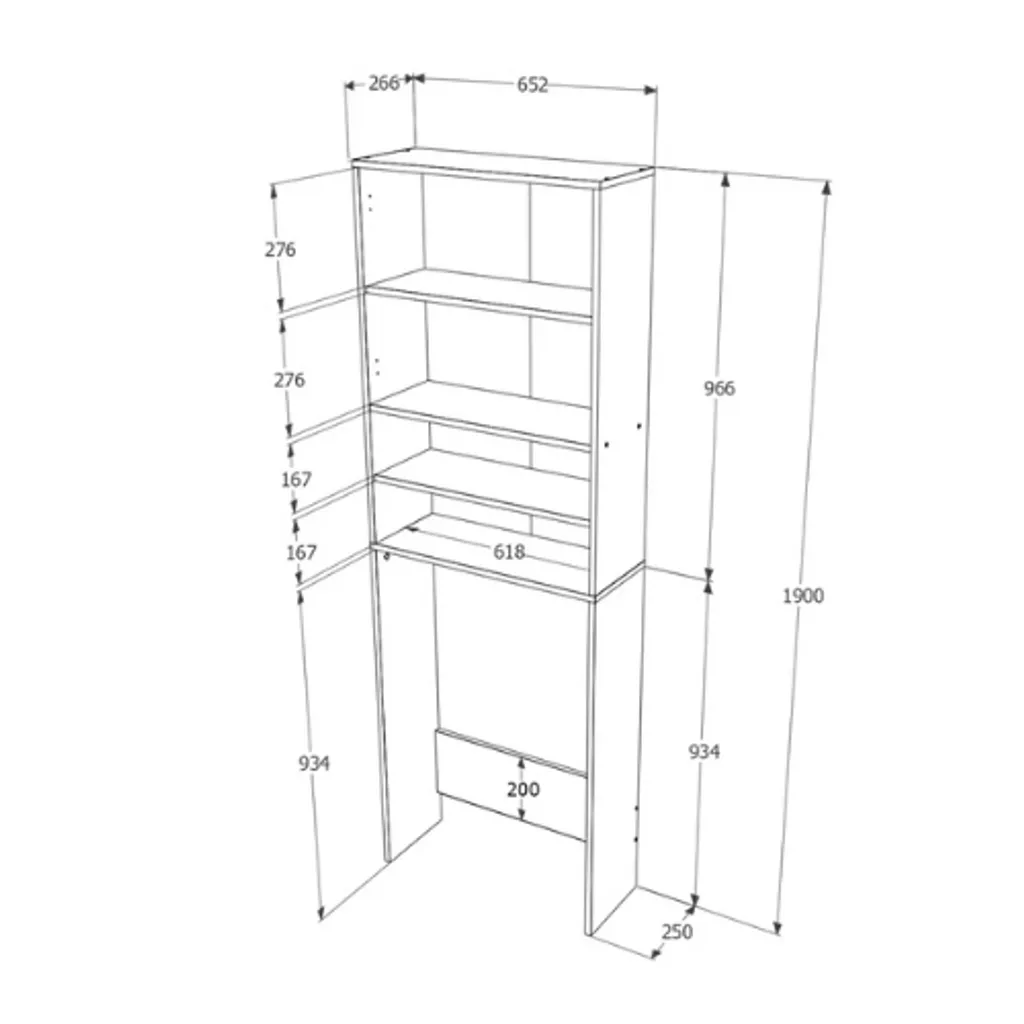 Armoire de buanderie FYN 2 portes, gain de place vertical, 65x27x190 cm