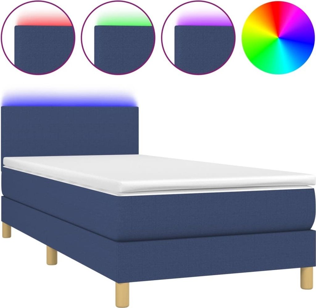 Boxspringbett mit Matratze & LED Blau 80x200 cm Stoff