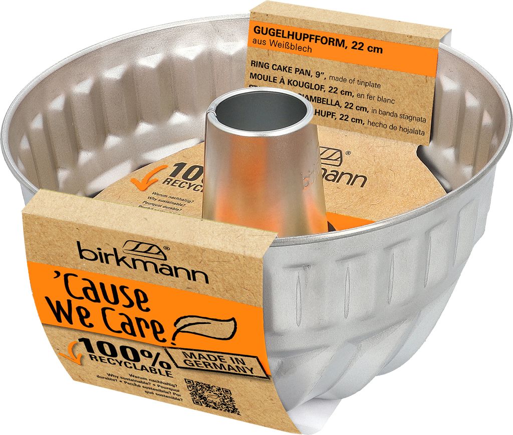IRKMANN Nachhaltige Gugelhupfform Ø 22 x H 10,5 cm, 100 % recyclebar, Nachhaltiges Weißblech, Made i