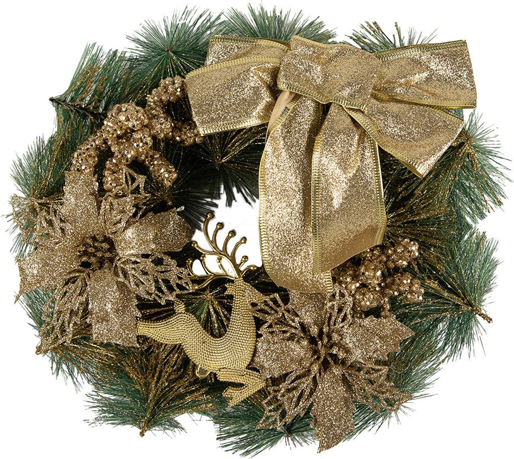 Clayre & Eef Weihnachtskranz Ø 30 cm Goldfarbig Kunststoff