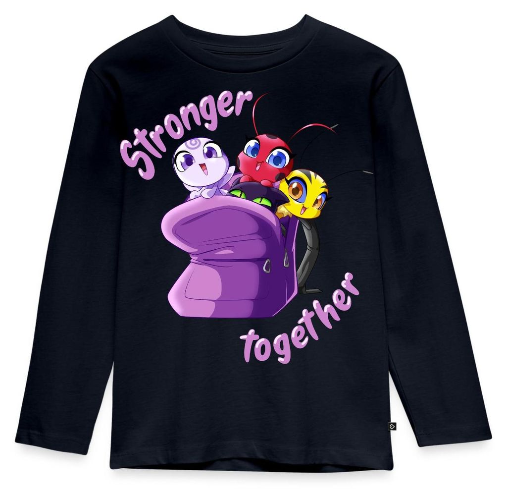 Spreadshirt Miraculous Stronger Together Kinder Premium Langarmshirt, 110/116 (4 Jahre), Navy