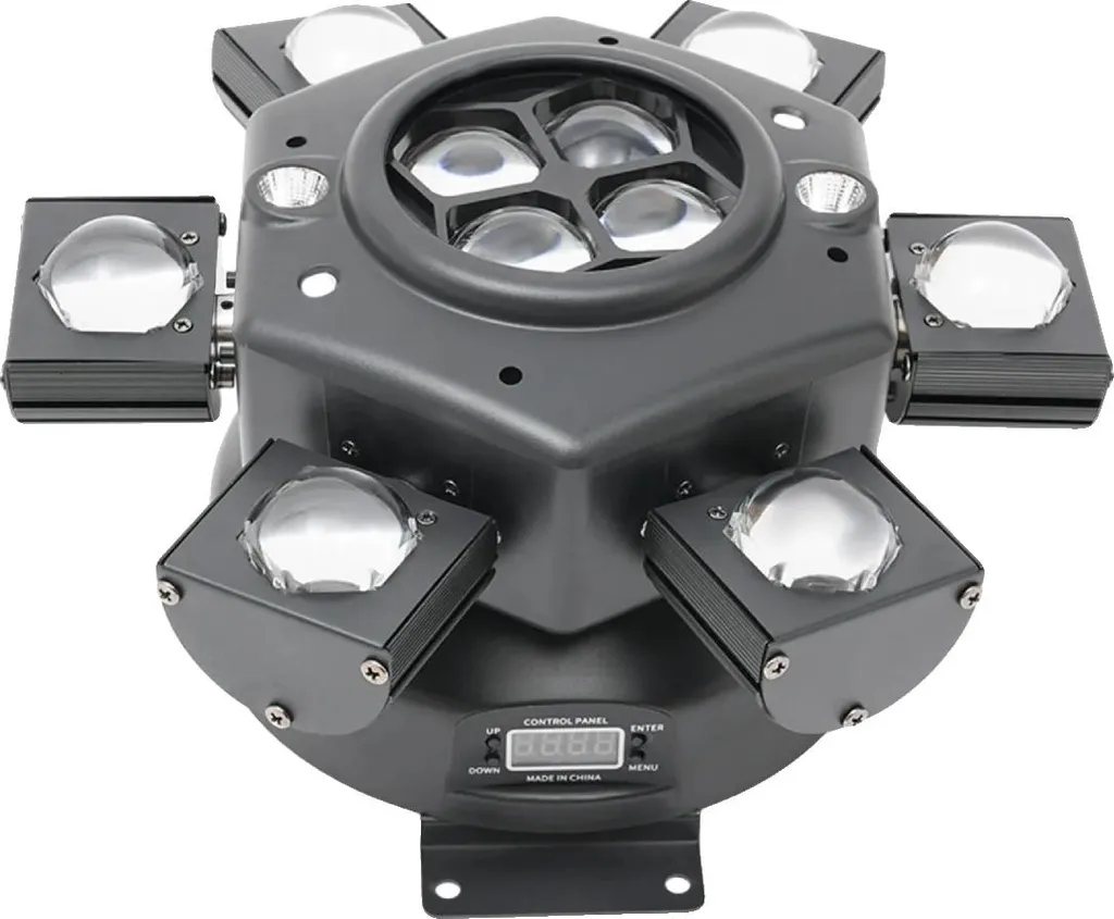 Projecteur de scène 6 bras DMX noir prise EU : fini les zones d'ombre