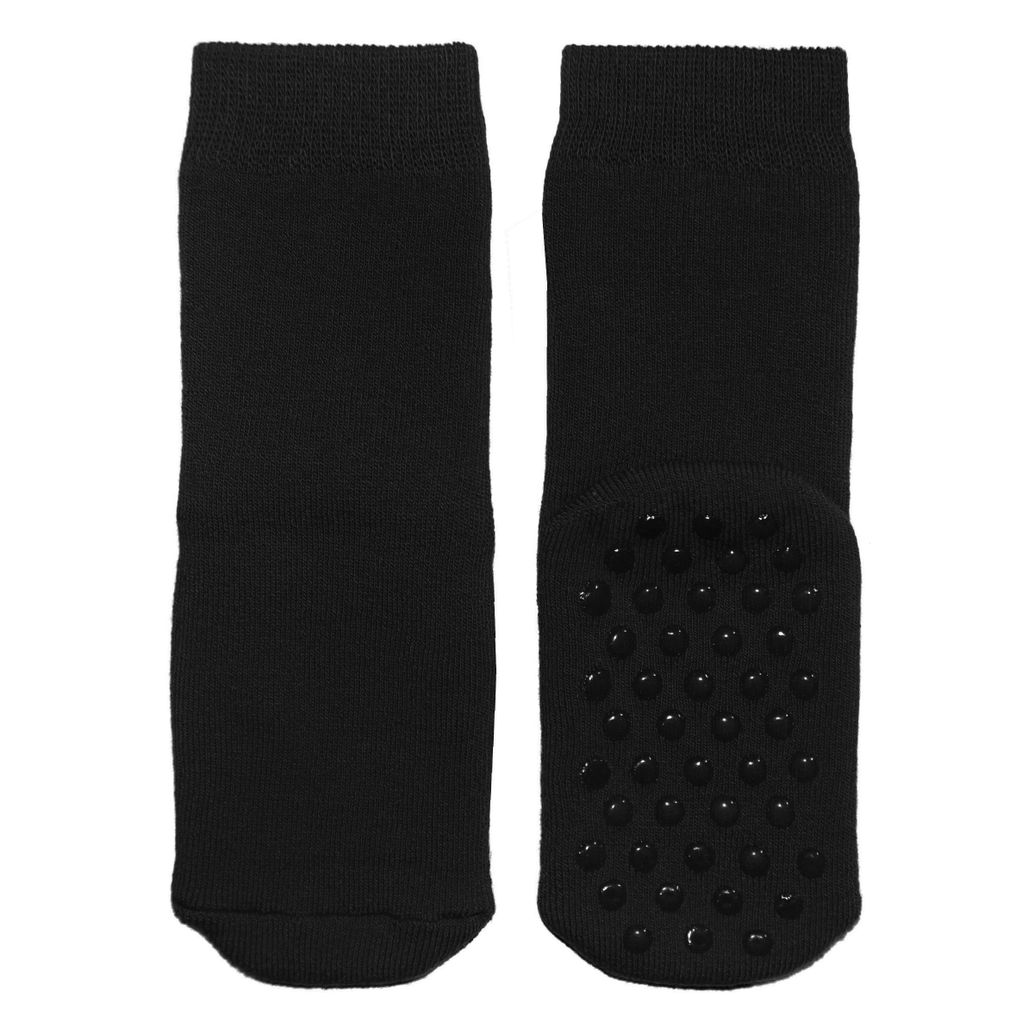 Kinder ABS-Socken aus Baumwolle Einfarbig: Noppen Schwarz Größe 18-19
