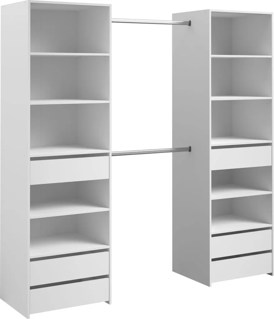 Optimiser Rangement Chambre - Dressing ANETO Blanc 6 Tiroirs 2 Tringles - 3