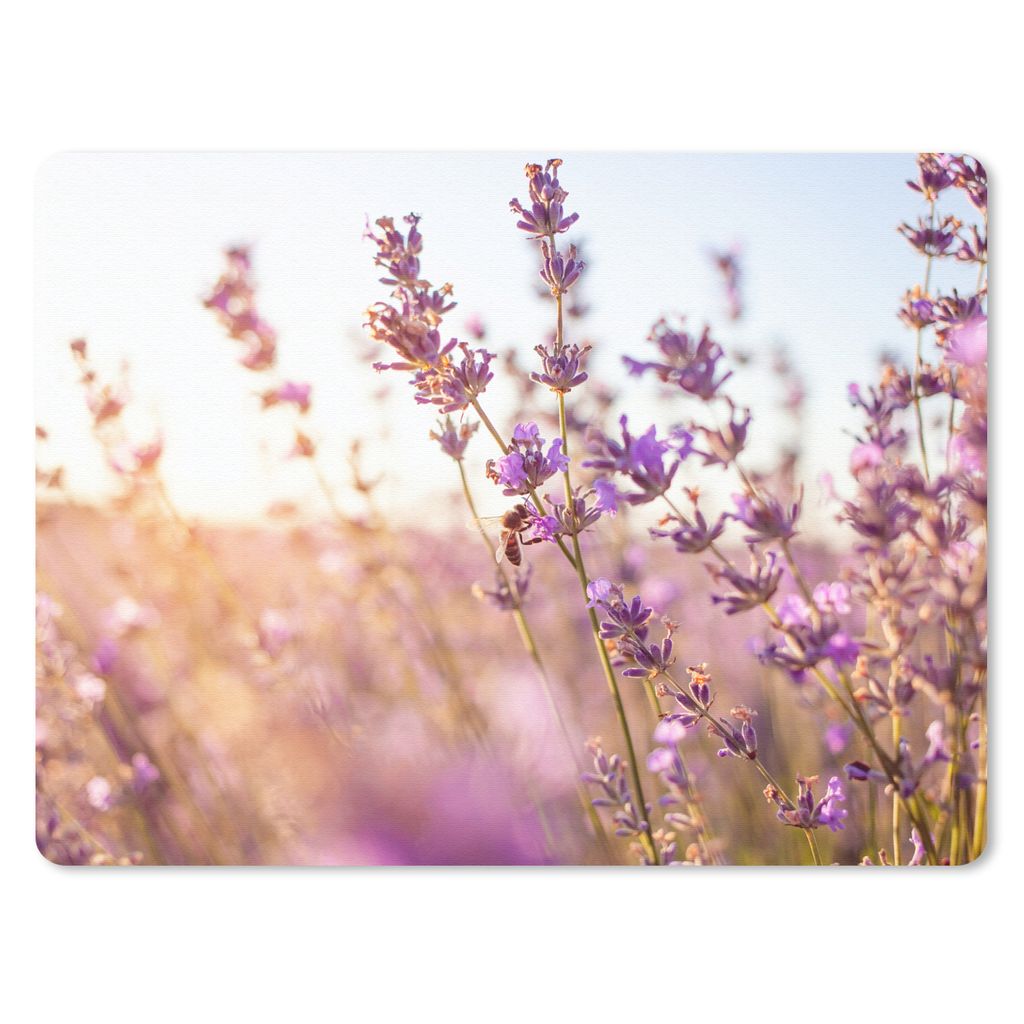 MuchoWow Mauspad Mousepad Lavendel - Nahaufnahme - Sonne - Blumen - Lila 23x19 cm - Mousepads - Maus Mat - Pad - Mausunterlage - Schreibtischunte...