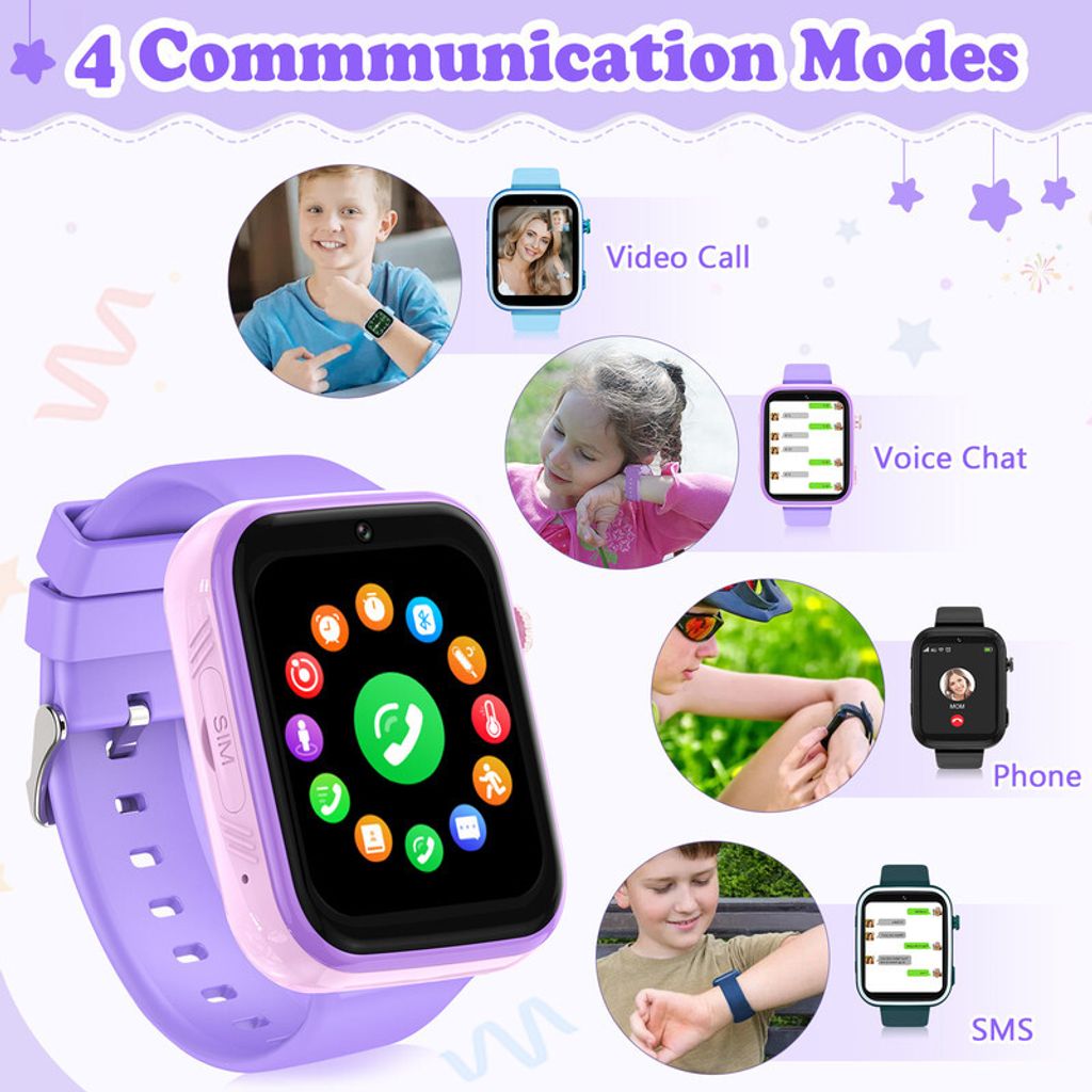 （Lila）Kinder-Smartwatch 4G mit GPS und Telefon, Smartwatch Produktbild 4
