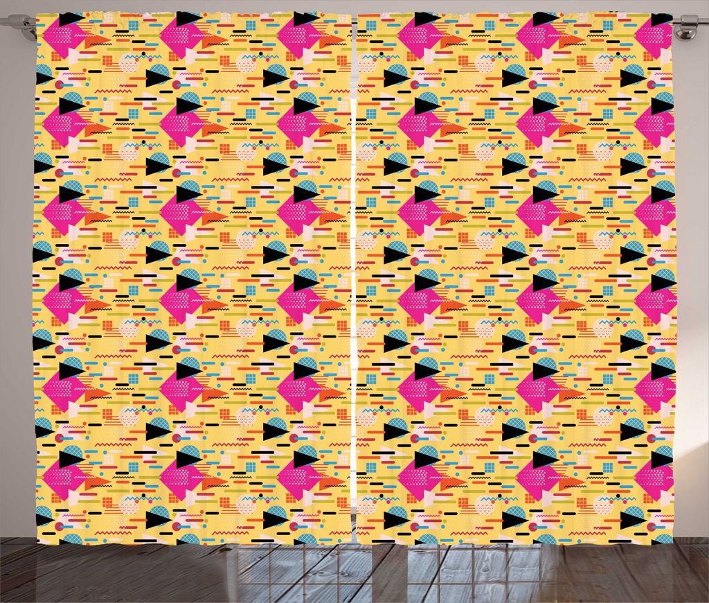 ABAKUHAUS Geometrisch Rustikaler Vorhang, Bunte kreative Formen, Wohnzimmer Universalband Gardinen mit Schlaufen und Haken, 280 x 225 cm, Mehrfarbig