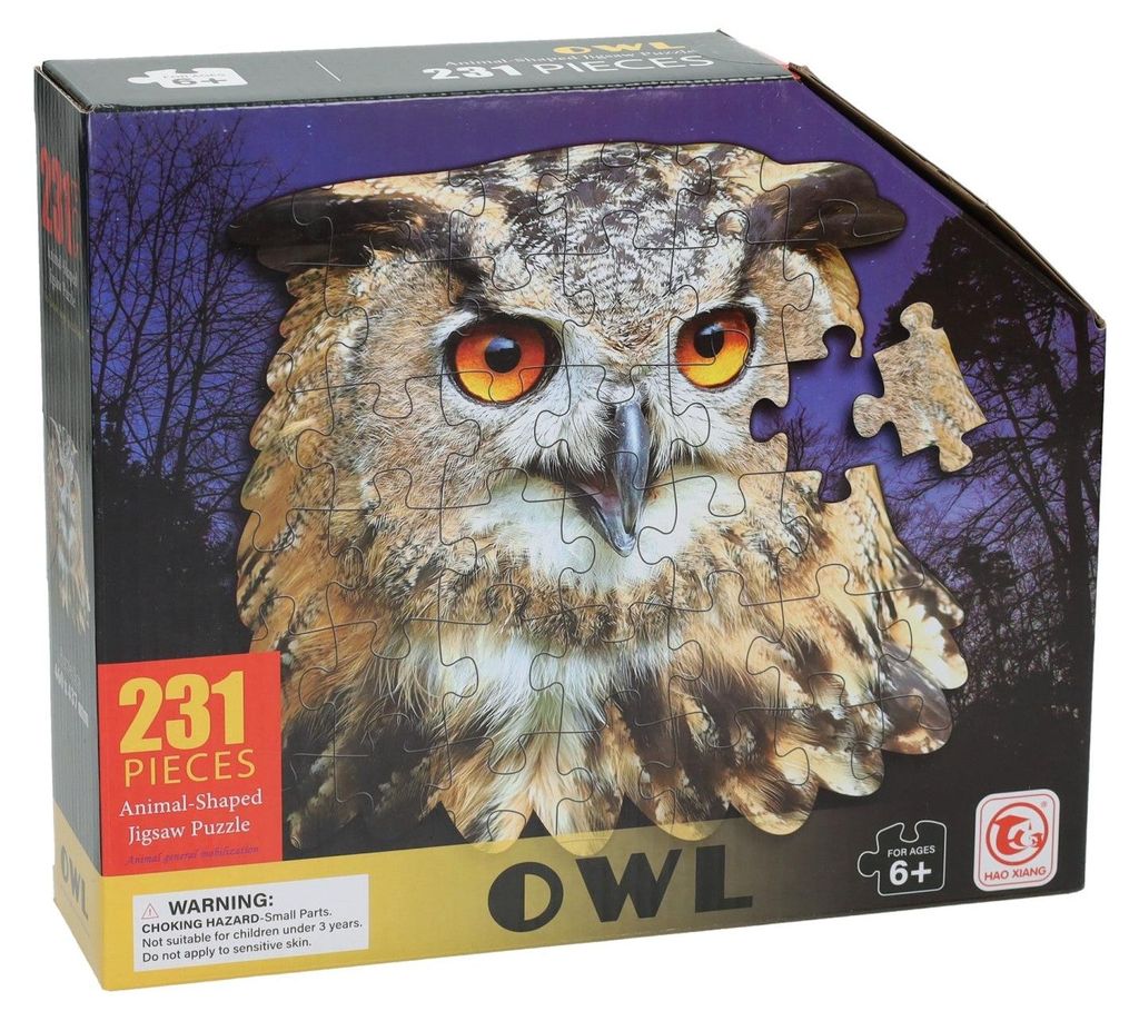 Puzzle in Eulenform für Kinder, 231 Teile, 46 x 43,7 cm, ab 6 Jahren