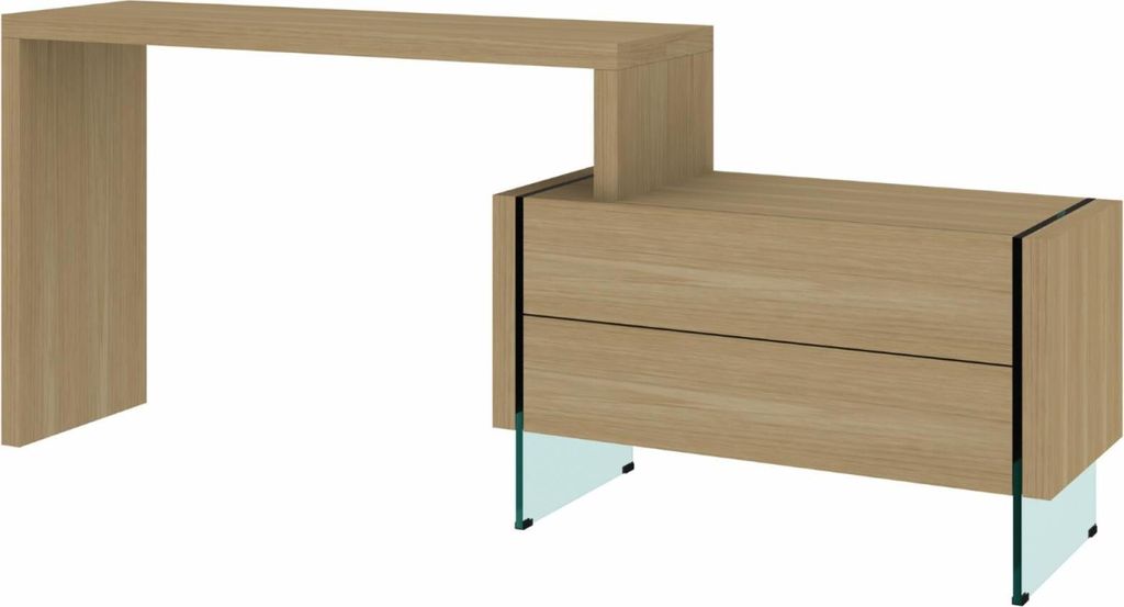 FURNLUX Schreibtisch Soho Eiche Und Transparent 120cm / Hauptfarbe: Beige / Abmessungen: 120 x 75 x 40 cm
