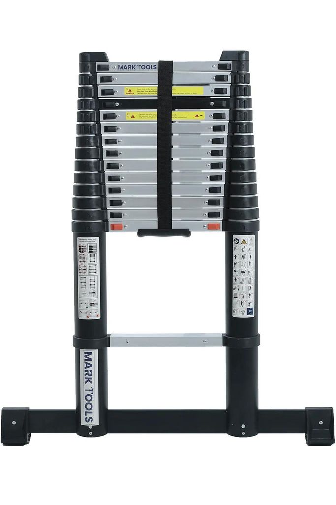 Mark Tools Pro Telescoopladder 4,80 m – Aluminium – met Stabilisatiebalk & Gratis Draagtas