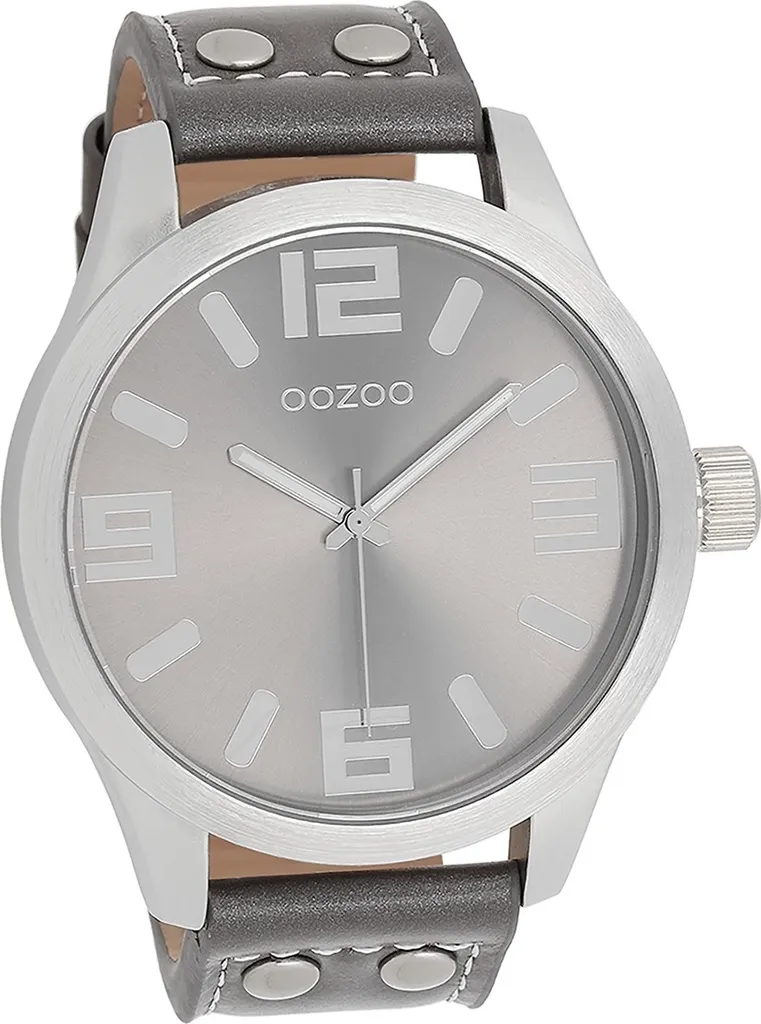 Montre Homme pour Tenue de Bureau et Soirée Oozoo Bracelet Cuir Gris