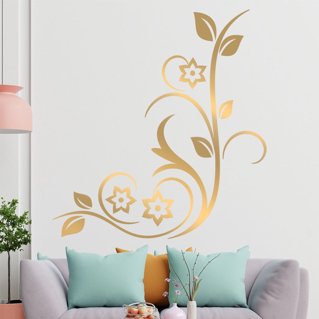 Sternen - Blüten - Pflanze Wandtattoo in 6 Größen - Wandaufkleber Wall Sticker - Dekoration, Küche, Wohnzimmer, Schlafzimmer, Badezimmer