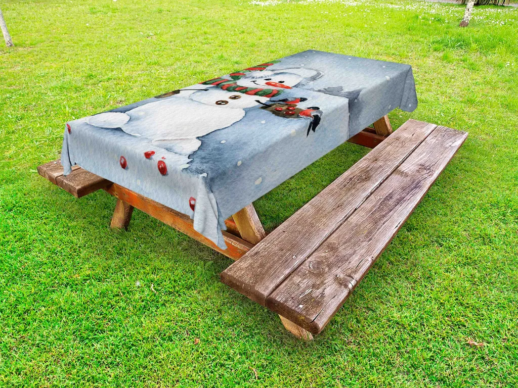 Tovaglia Design Natale 145x305 cm - ABAKUHAUS Effetto Acquerello Neve