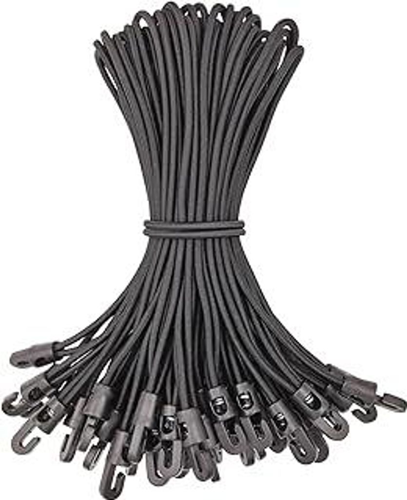 WMZOBH Spanngummi mit Haken 50 Stück - Expander mit Haken 25 cm, Planenspanner Gummispanner mit Haken für Camping Planen (Schwarz)