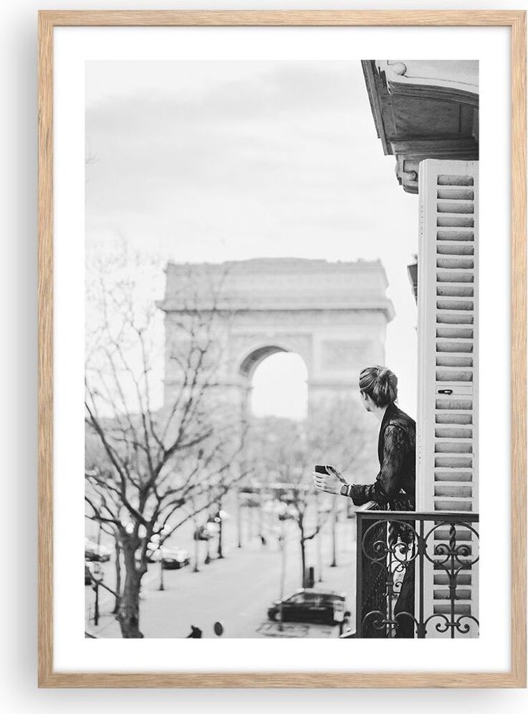 Gerahmtes Poster - Rahmen in heller Eiche - Bogen Triumphal Paris - 50x70 cm - Wand Bild - Wanddeko - Wandbilder - Kunstposter - Wandposter - Bilde...