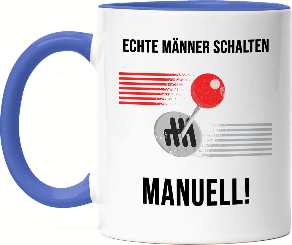 Echte Männer Fahren Manuell Tasse Blau Schaltung Autonarr Produktbild 