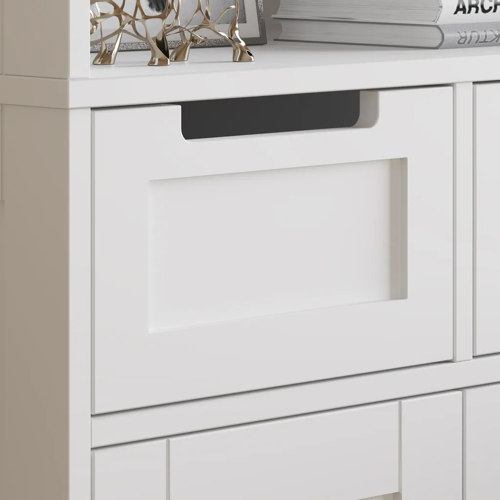Armoire de rangement verticale FCH, 4 Portes et 2 Tiroirs, Blanc 170cm