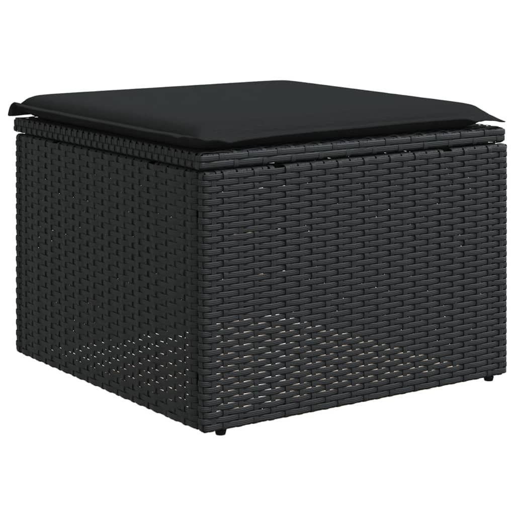 Sgabello da giardino con cuscino nero 55x55x37 cm in poly Immagine del prodotto 