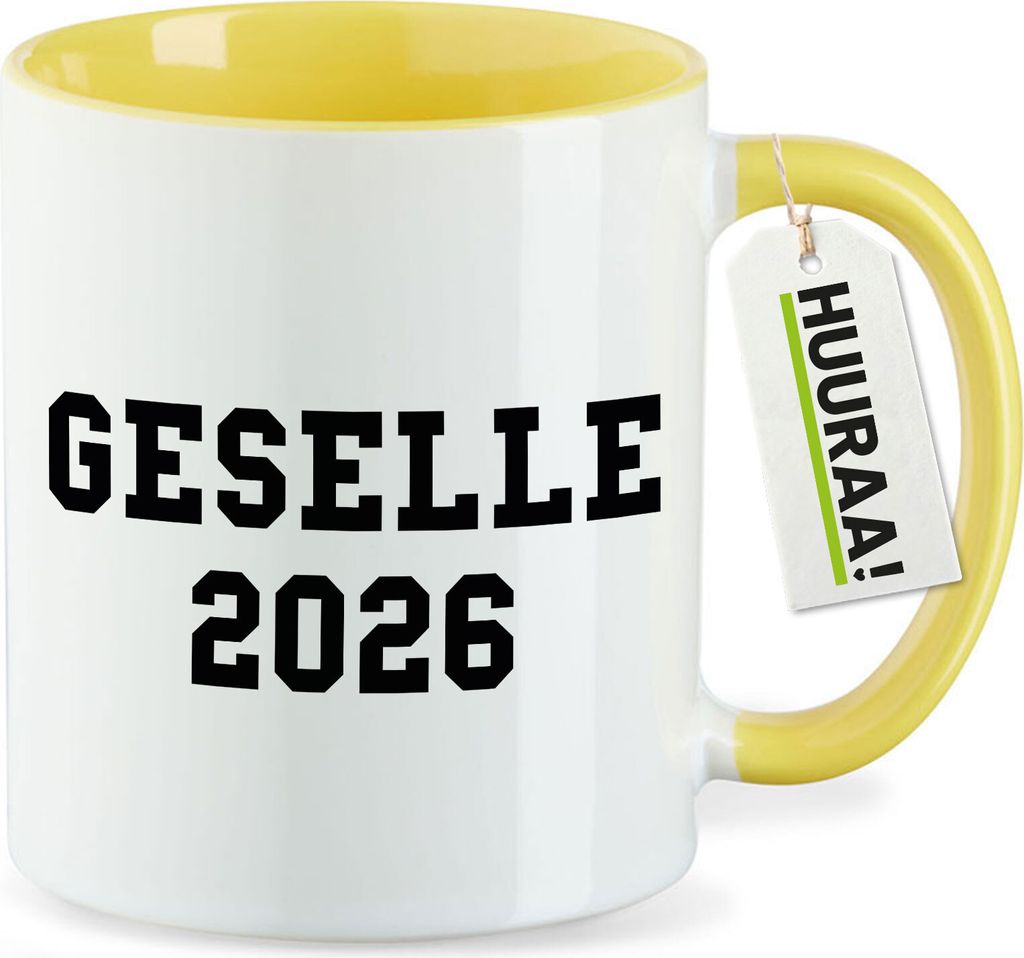 Huuraa Kaffeetasse Geselle 2026 Ausbildung 330ml Gelb Keramik Kaffeebecher Geschenkidee