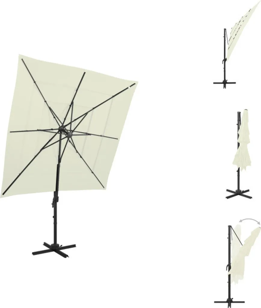Parasol sable 250 cm multicouche et mât aluminium pour terrasse chic