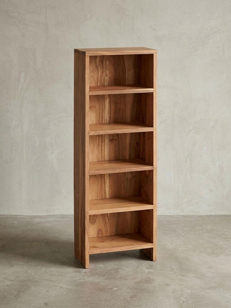 "Cd"-Regal "Cd": Massivholz, 90 cm Höhe, für 100 CDs, Akazie, pflegeleicht. Beige, 30x17x90 cm | Kadima Design