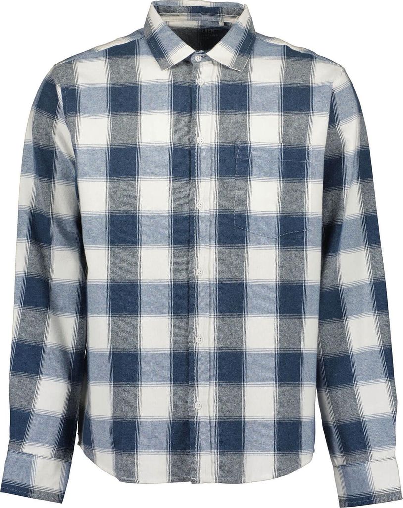 Blue Seven Herren Flanell-Hemd mit Karo-Muster - Kariertes Hemd mit Brusttasche in Jeansblau Größe M