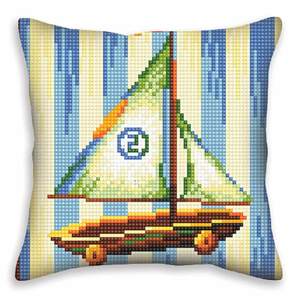 Coussin broderie 40x40cm motif dessiné Nostalgie 5401 point de croix