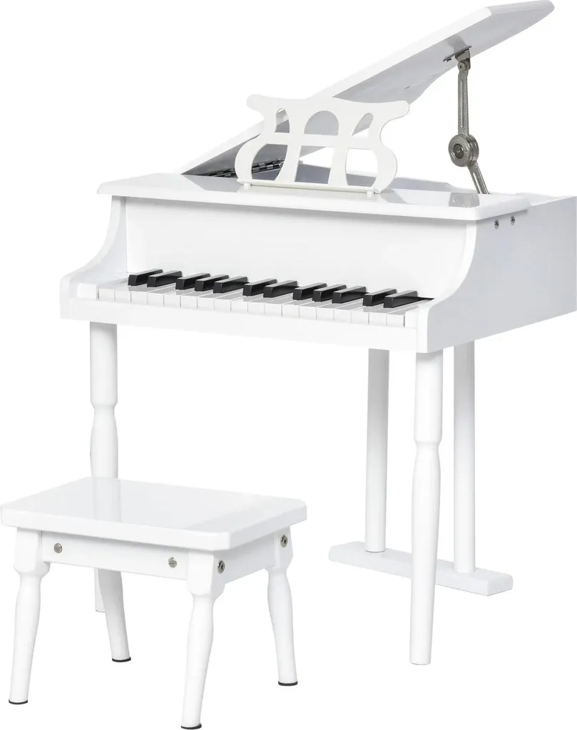 Piano enfant stable et durable en bois blanc avec siège ergonomique