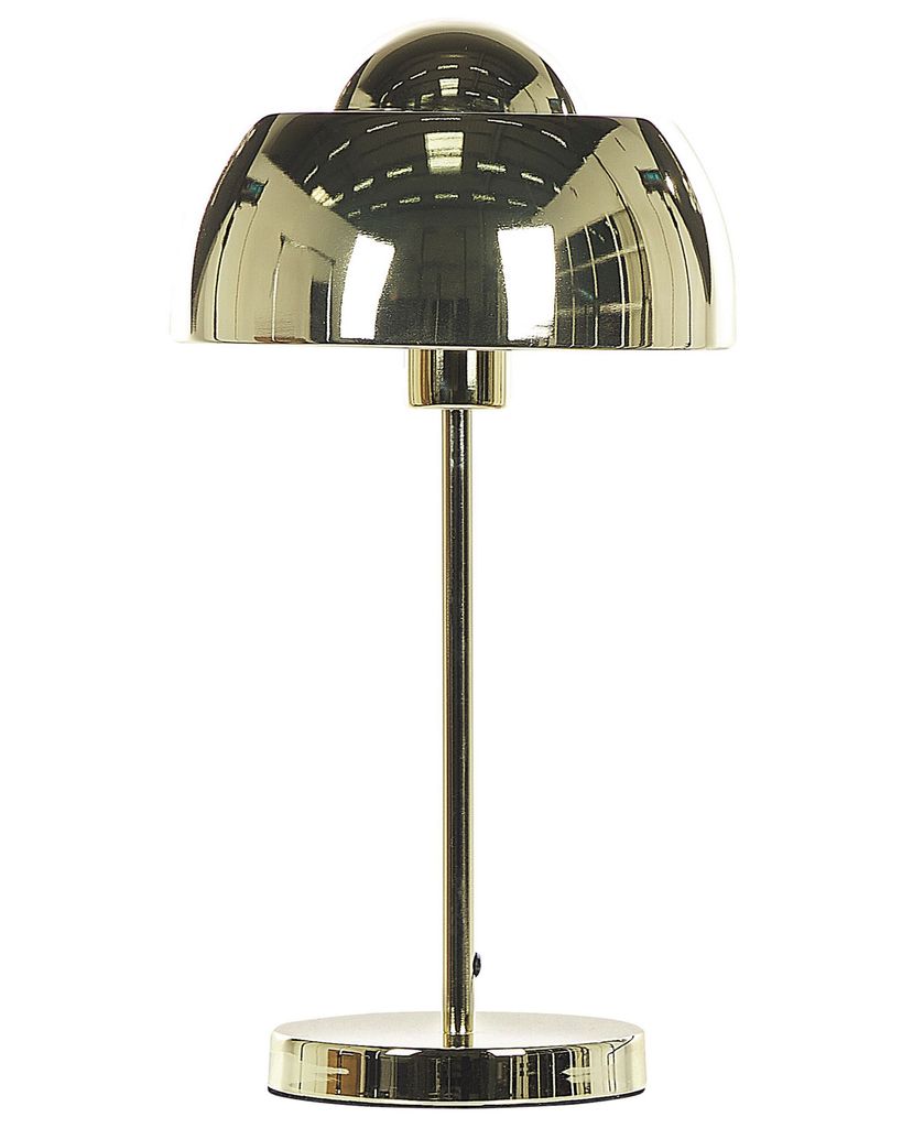 BELIANI Tischlampe Gold aus Metall 44 cm runder Schirm Kabel mit Schalter Industrie Look Modernes Design