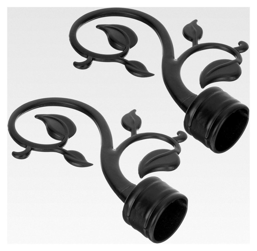Dekorative Endstücke für Gardinenstangen 2 Stück Matte Schwarze Metallspitzen Kreatives Blattform Zubehör für Wohnzimmer und Balkon Montagefre...
