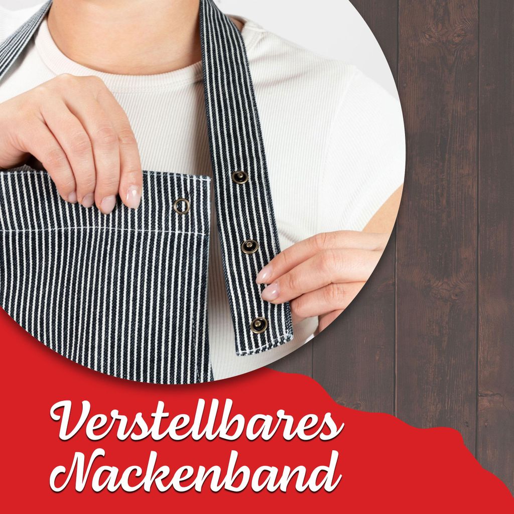 Kochschürze, Baumwolle, 75x100 cm, schwarz-weiß gestreift Produktbild 