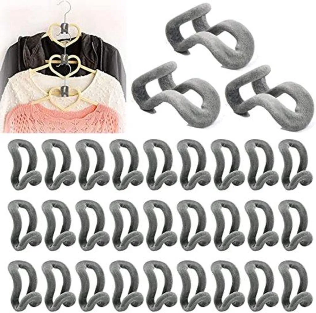 Crochet de Cintre Cascade Ultra Résistant - Kit de 30 Pièces en Gris