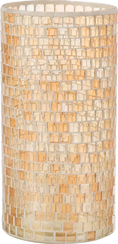 J-Line Vase Mosaïque Rond en Verre Orange - Décoration Artisanale Chic