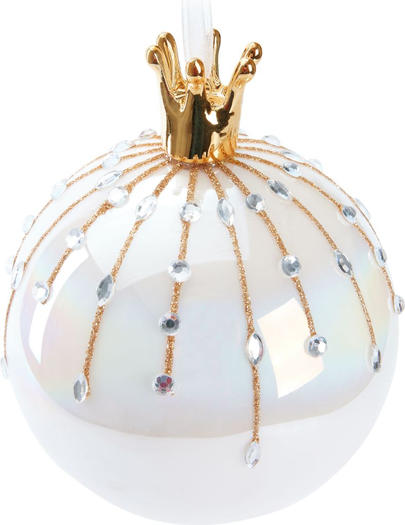 BRUBAKER Premium Weihnachtskugel Perle mit Krone Gold - 10 Produktbild 