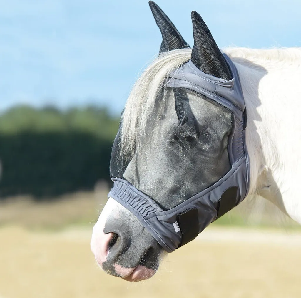 Masque de protection cheval contre les insectes FLY BUCKLER GAP II gris