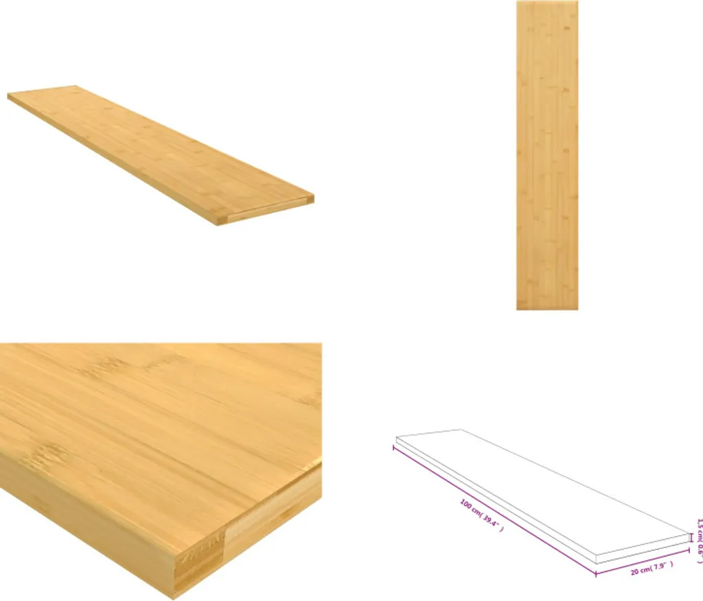 vidaXL Scaffale a muro 100x20x1,5 cm in bambù - Scaffale a muro - Scaffale a muro - Scaffale portaoggetti - Scaffale galleggiante