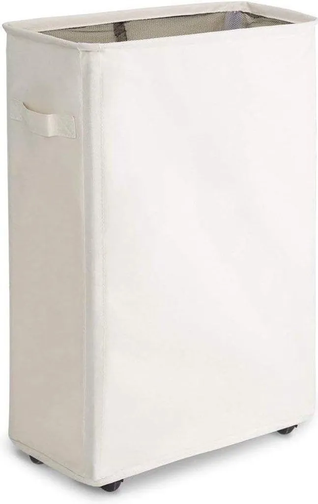 Panier à linge à roulettes pliable 44 L beige - Bac de rangement nomade