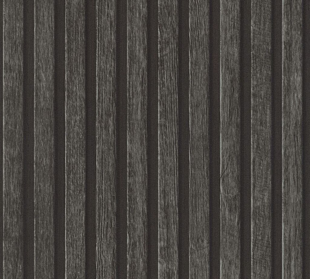Profhome 391094-GU Holz Tapete Streifen matt anthrazit grau schwarz 5,33 m2
